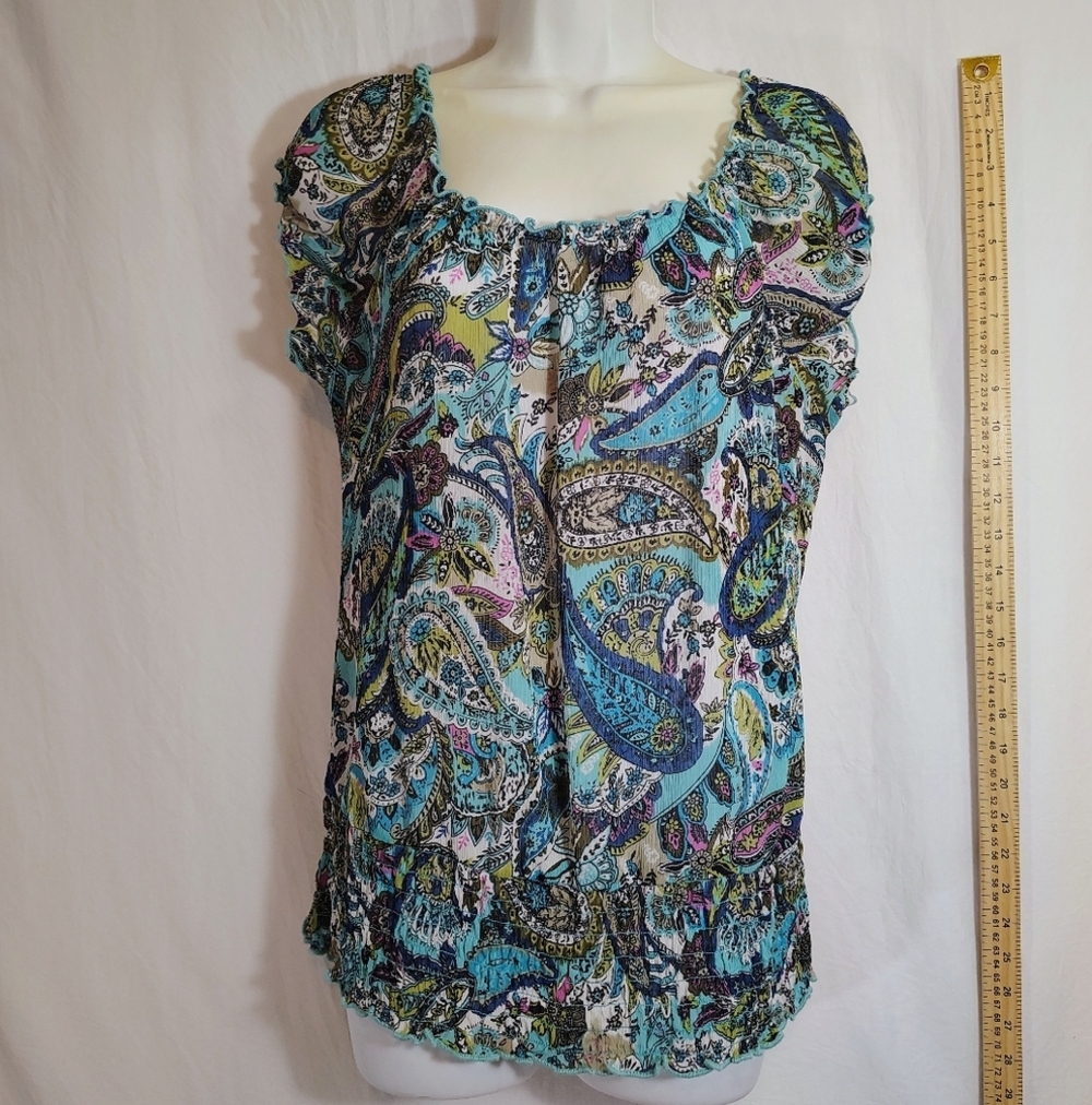 Cato Blue Green Paisley Blouse